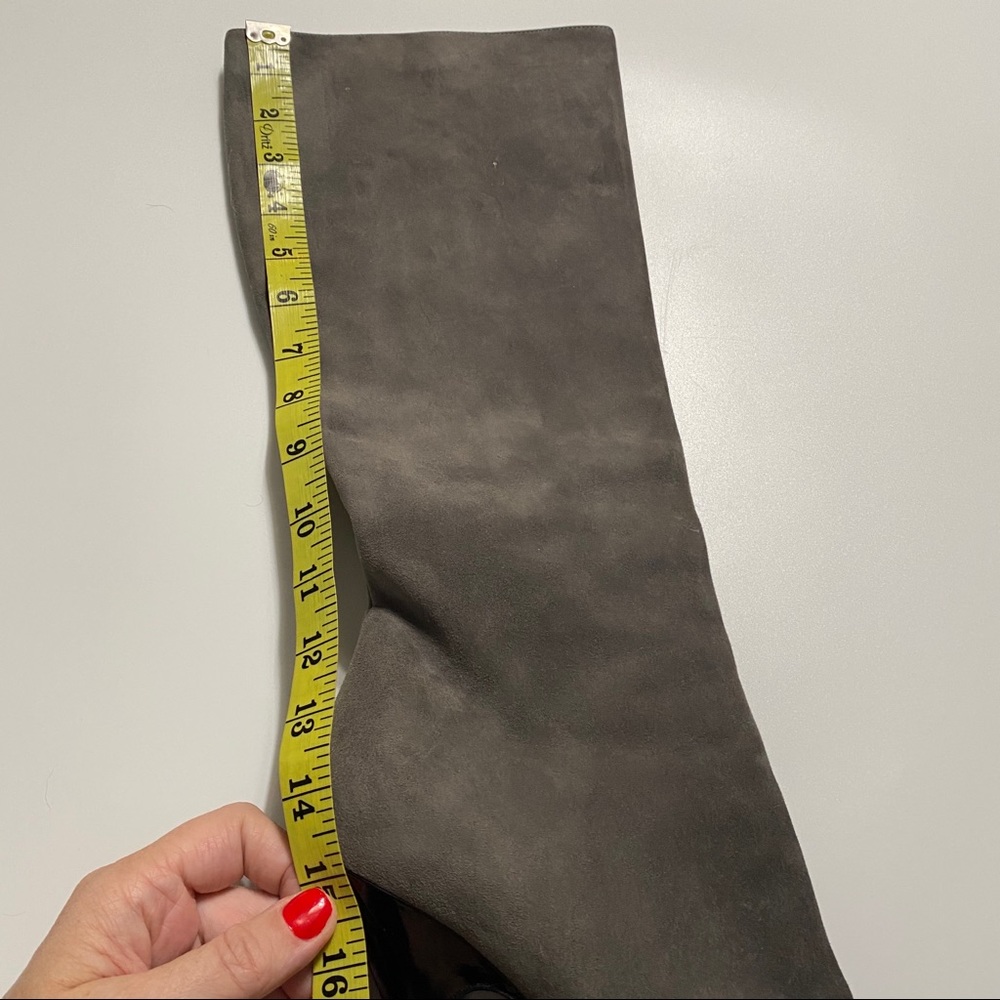 Yves Saint Laurent Platform Grey Suede Knee Boots - Picture 13 of 16